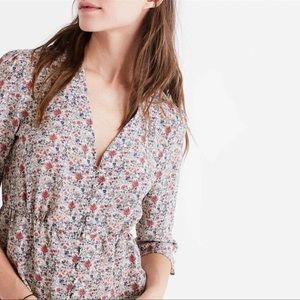 Madewell Floral Button Up Peplum Blouse